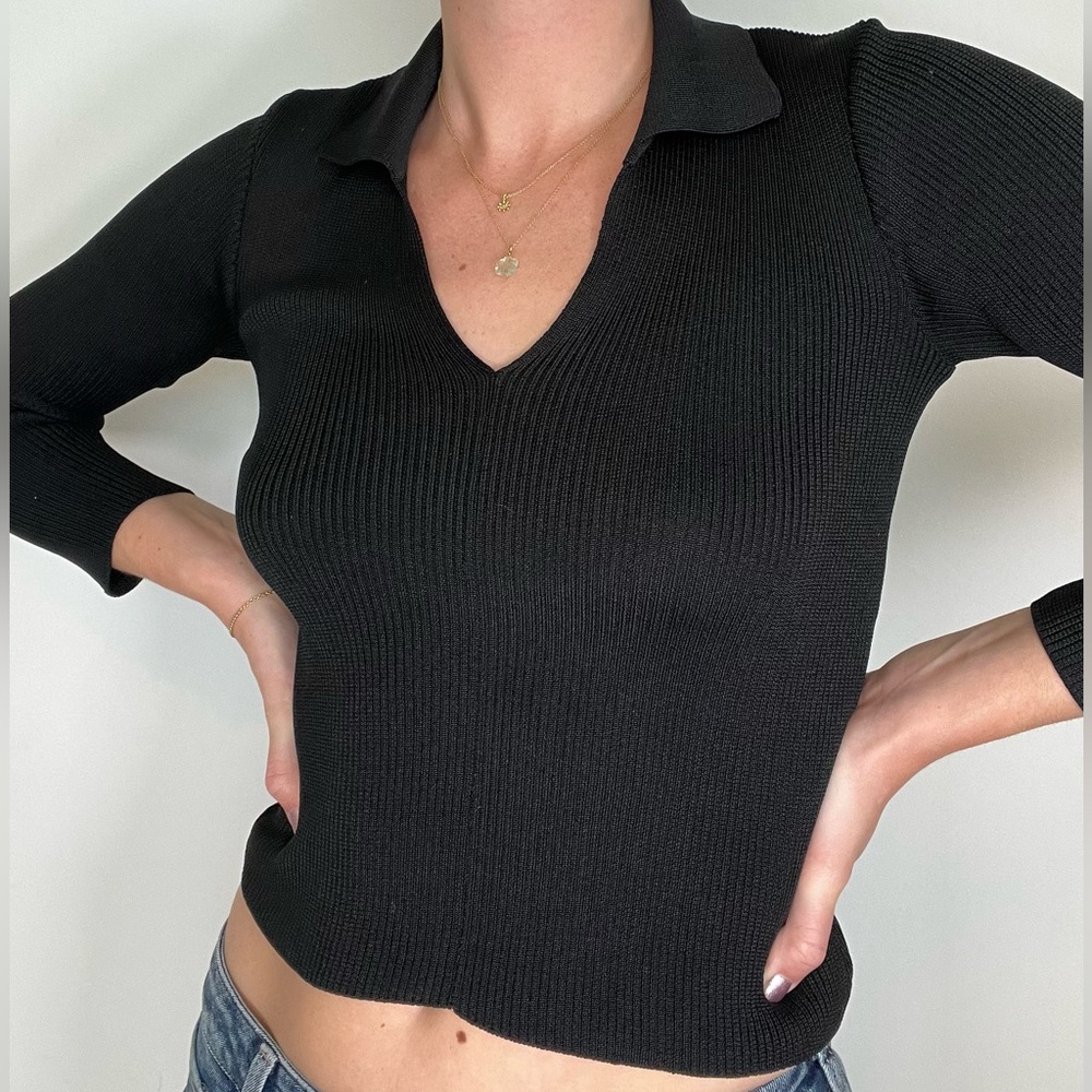 Vintage XOXO V-neck Long Sleeve Polo - Picture 3 of 3